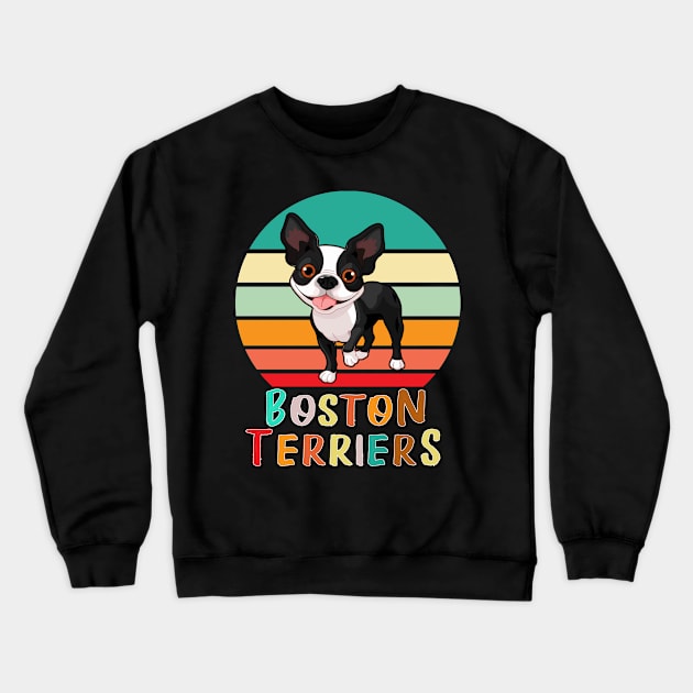 Vintage Retro Boston Terriers Crewneck Sweatshirt by adrinalanmaji